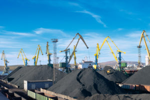 Mountains of coal ready to ship